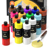 Shuttle Art Acrylic Paint Set, 15 Pack Acrylic Paint Large Bottle Set, 473ml/16oz Each, 14 Colours and 1 Extra White Acrylic Paint, Art Paint for