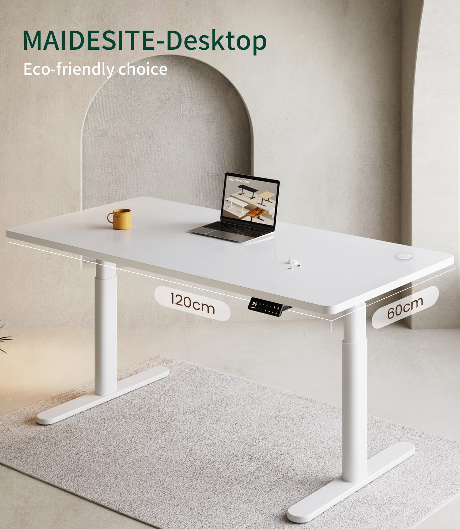 MAIDeSITe Table Top,Desktop for Height Adjustable Electric Standing Desk,120 * 60 * 2.5 cm