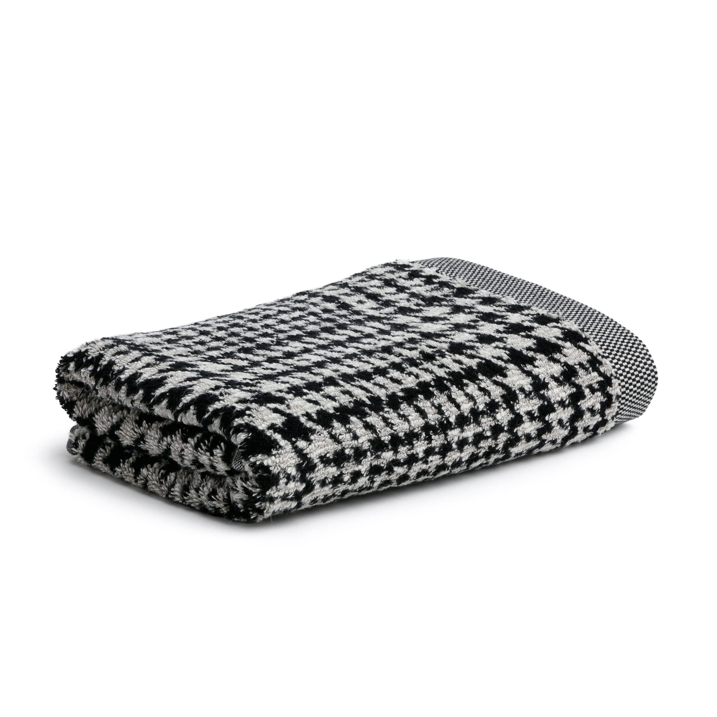m?ve Bath Towel, 85% Baumwolle / 10% Viskose aus Bambus-Zellstoff / 5% Leinen Nature/Black, 80 x 150 cm