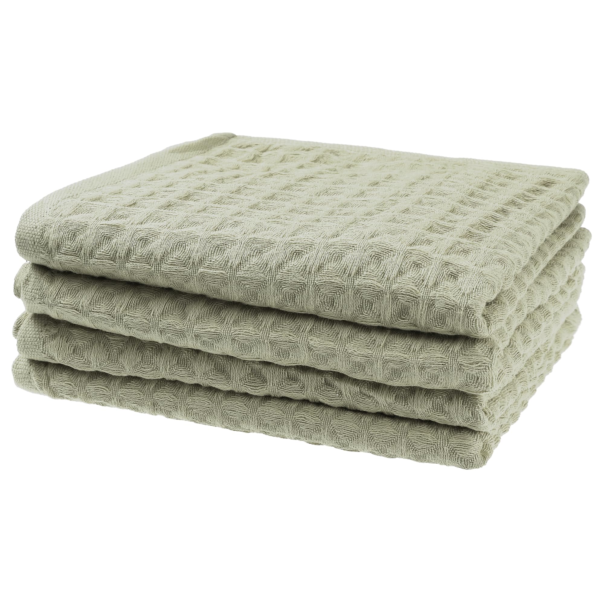 Uxcell 100% Cotton Home Soft Absorbent Hand Towels 35 x 80Cm, Waffle Weave Towel Sets for Bathroom, Kitchen Light Grey Pack of 4