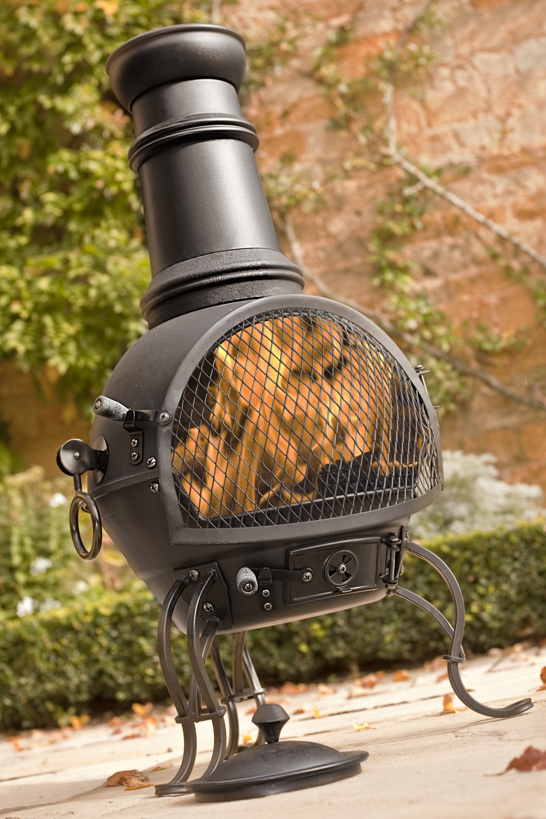 MURCIA MED STEEL CHIMENEA WITH GRILL