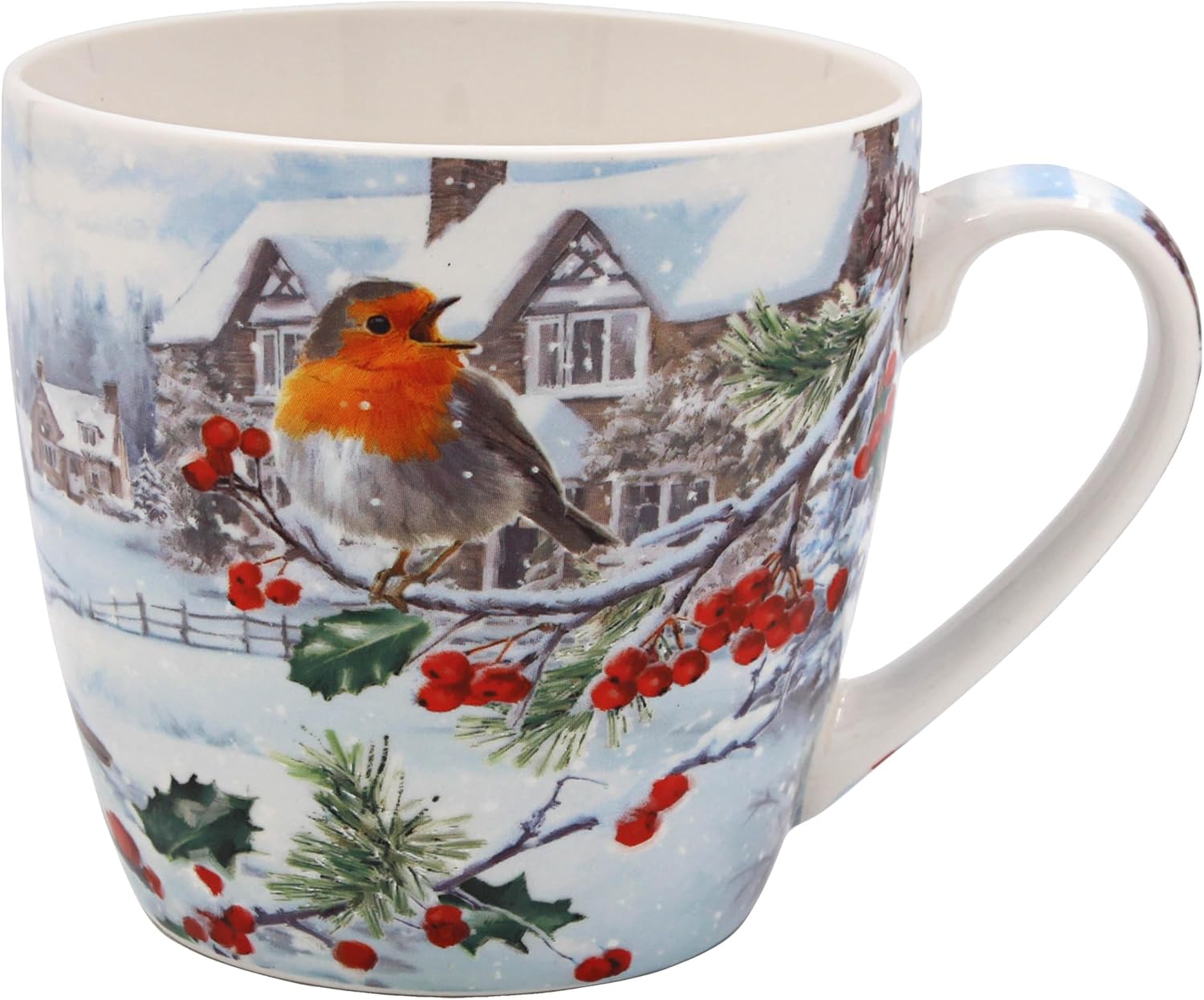 The Leonardo Collection Christmas Robins Breakfast Mug for Hot Drinks | Reusable Fine China Coffee Cups for Kitchen & Home | Printed Tea Mugs for Every Occasion | Durable Cup for All Type of Beverages