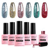 AIMEILI 6 Colors Christmas Glitter Gel Nail Polish Shiny Chunky Glitter Gel Polish Soak Off U V Nail Gel Sparkly Gel Nail Art Manicure Varnish Set 8ml