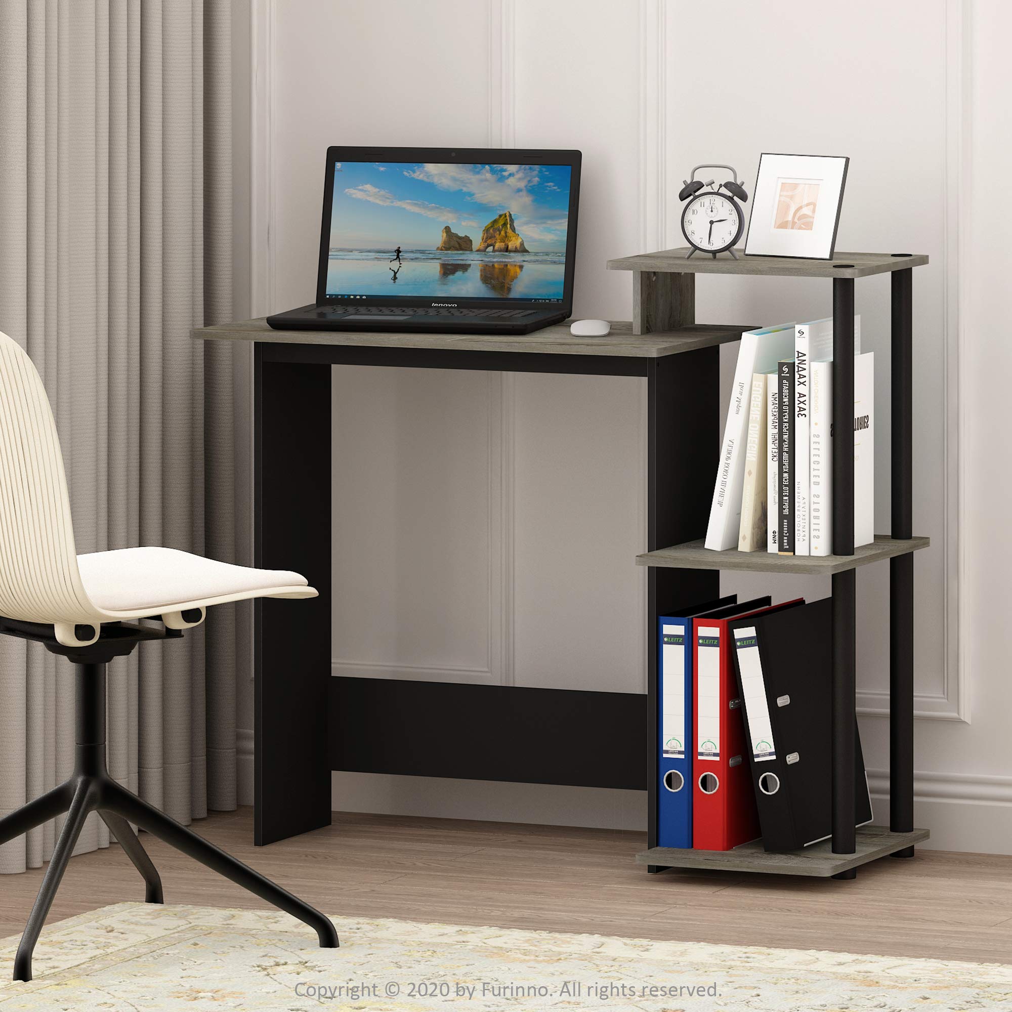 Furinno Efficient Home Laptop Notebook Computer Desk, Study Desk, Writing Desk, French Oak/Black
