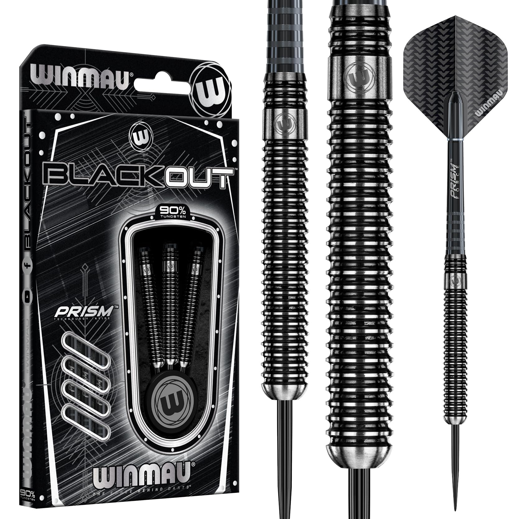 WINMAU Blackout 21 Gram Tungsten Darts Set with Flights and Shafts (Stems)