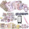 Carreuty 290pcs Aesthetic Scrapbooking Stickers Paper Pack, DIY Decorative Papers Retro Flowers Journaling Supplies Stickers Paper Kit for Scrapbook