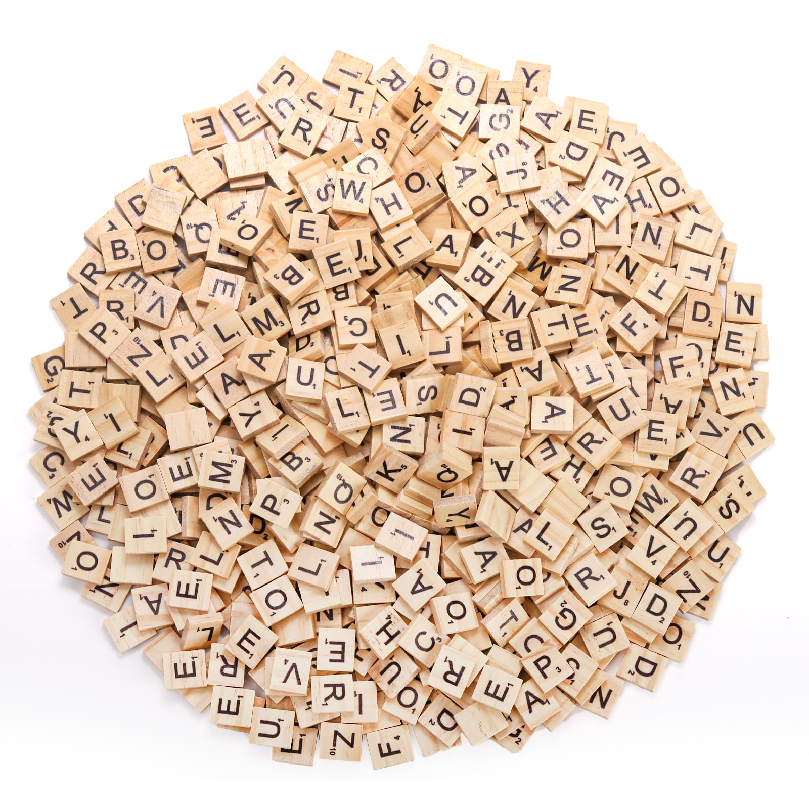 Coloch 1000PCS Wood Letter Tiles A-Z Capital Letters for Crafts, Pendants, Spelling, Gift Decoration, Making Alphabet Coasters and Crossword Game, 10