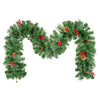 7.2FT/2.2m Christmas Garland, Uten Fireplace Garland Christmas, Green Christmas Garland with Pine Needles, Pine Cones Red Berries Artificial Wreath