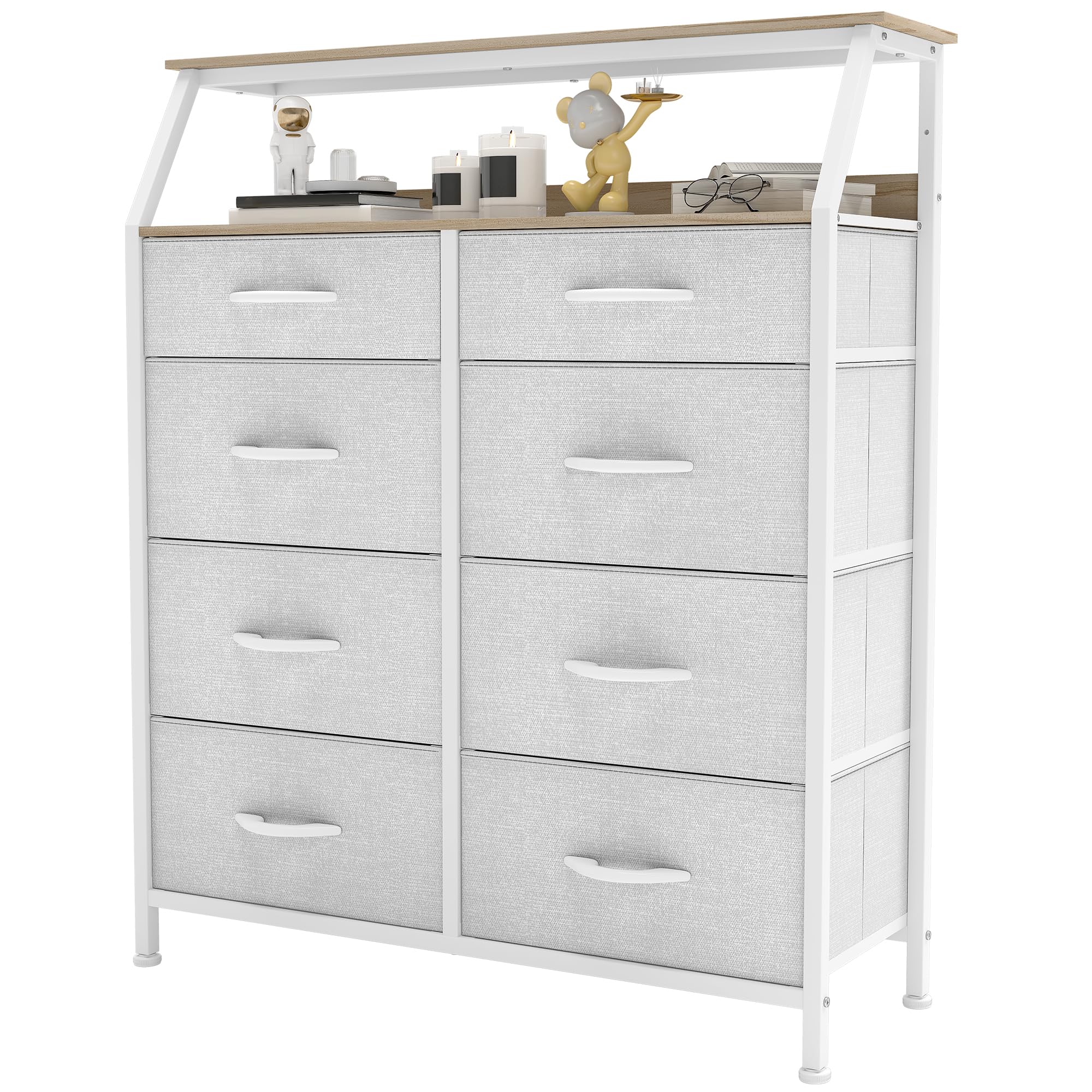YITAHOME Chest of Drawers with 8 Drawers, Fabric Drawers Cabinet with Shelves,Easy Pull Handle,Sturdy Steel Frame,Storage Drawers for Bedroom,
