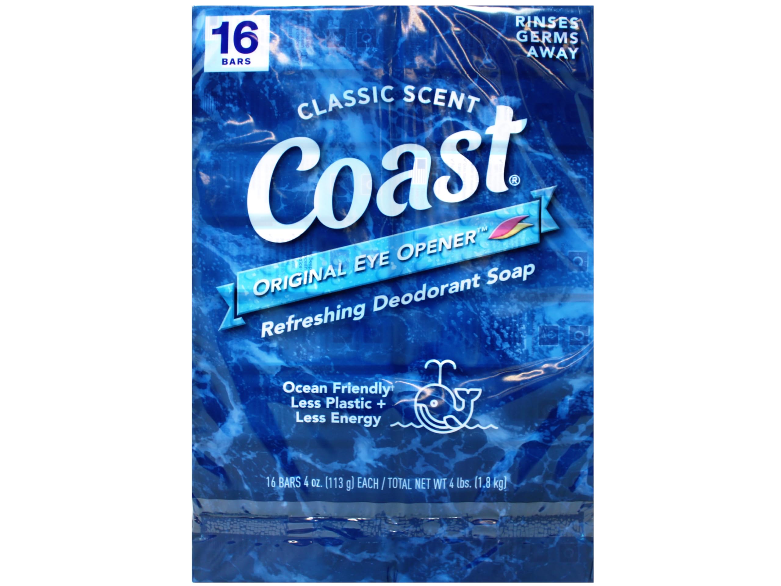 Coast Deodorant Soap Bars 8 Pack Classic Pacific Force Scent 32 OZ - Buy Packs and Save (Pack of 2)