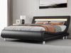 YITAHOME King Bed Frame with Ergonomic Headboard,Upholstered Led with Lights & Storage Charging Station,Platform with Pu Leather/No Box Spring