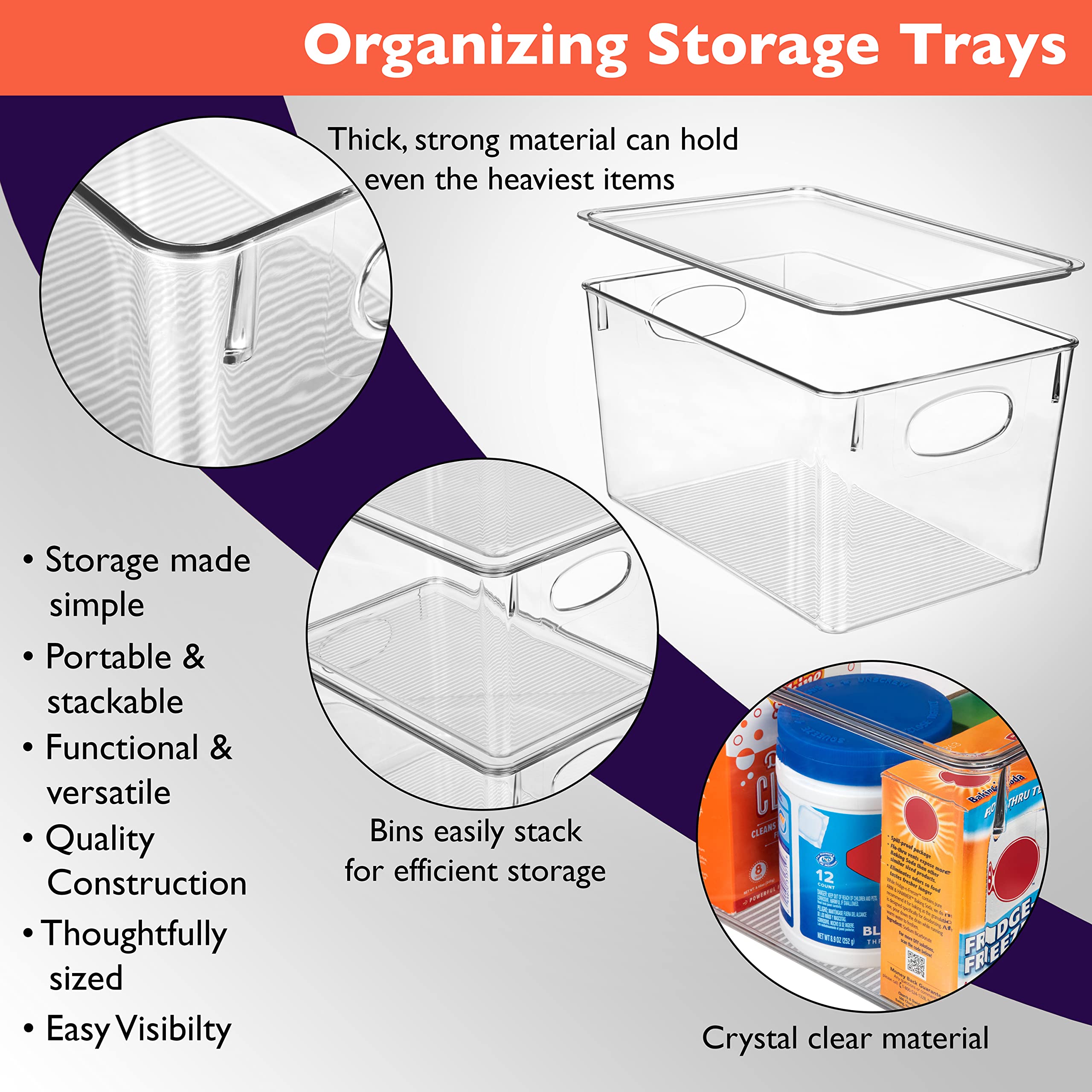 CLEARSPACE Plastic Storage Bins With lids  Perfect Kitchen Organization or Pantry Storage  Fridge Organizer, Pantry Organization and Storage Bins,