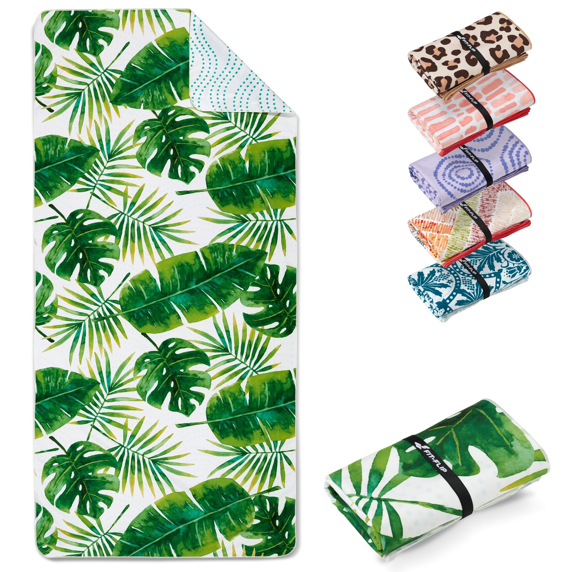 Fit-Flip Beach towel microfibre - large quick dry towels - for travel and swimming - lightweight, compact and super absorbent - sand free, 100%