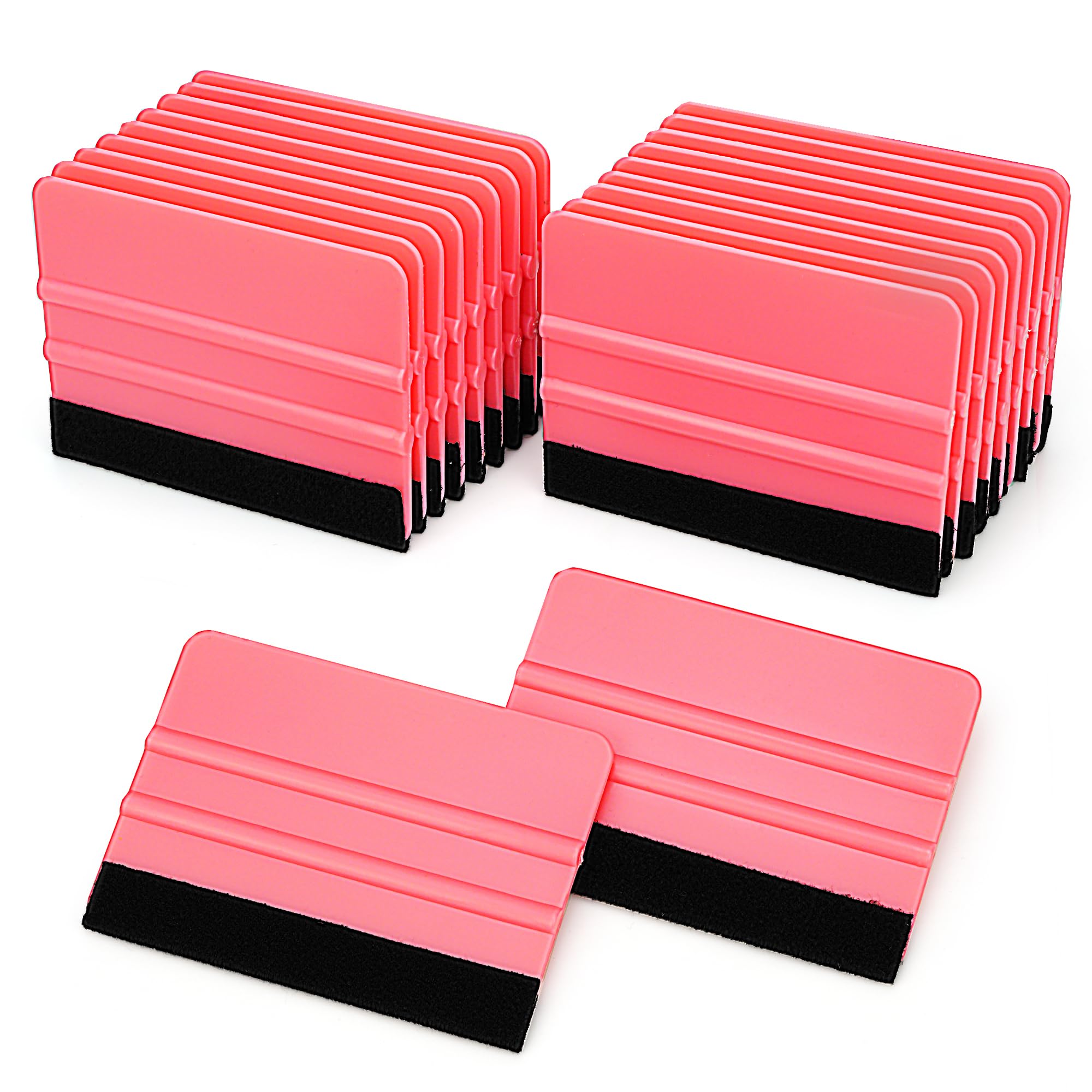 Lunbengo 20 Piece Car Wrap Plastic Squeegee, 10 * 7cm Window Tint Squeegee Film Tools, Felt Edge Squeegee Decal Wallpaper Applicator, Pink