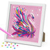 DOMROM Animal Diamond Painting Kit with Frame - Colorful Swan Diamond Art for Kids Ages 6-12, DIY Easy Gem Art Kit for Girls & Boys