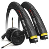 Fincci Racing Bike Tyres 700 x 23c - Set of Slick Foldable Tires 28 inch with 1mm Nylon Protection and 2x Inner Tube 23-622 Presta Valve - 60 TPI for