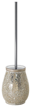 Gedy Myosotis Toilet Brush Toilet, Ceramic and Glass, BEIGE-ORO, 12.5 x 12.5 x 46