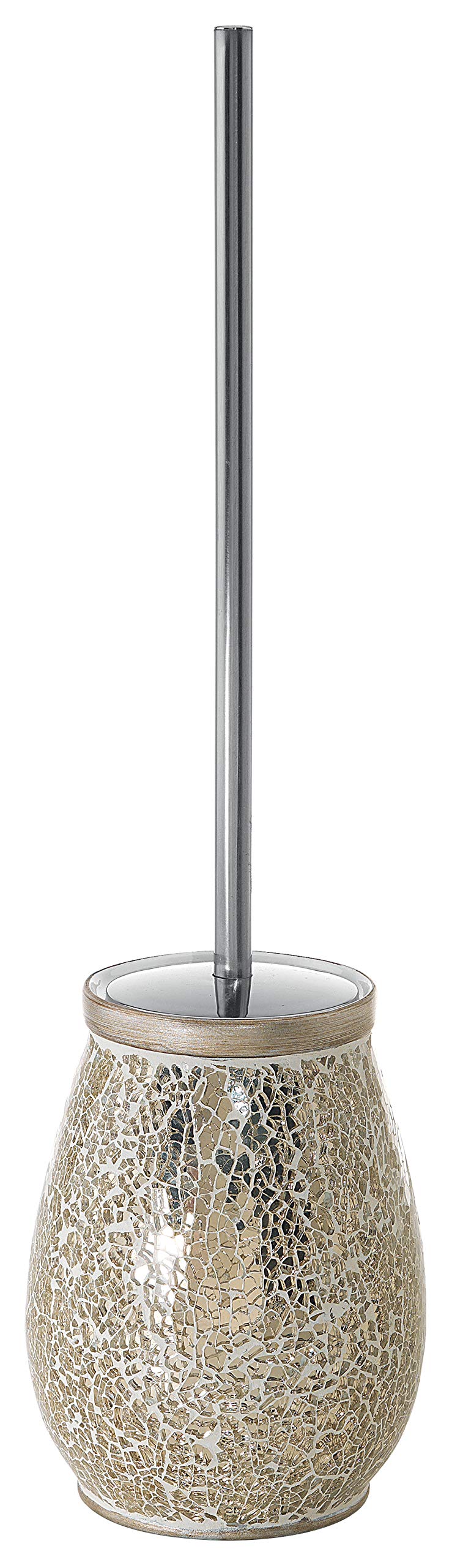 Gedy Myosotis Toilet Brush Toilet, Ceramic and Glass, BEIGE-ORO, 12.5 x 12.5 x 46