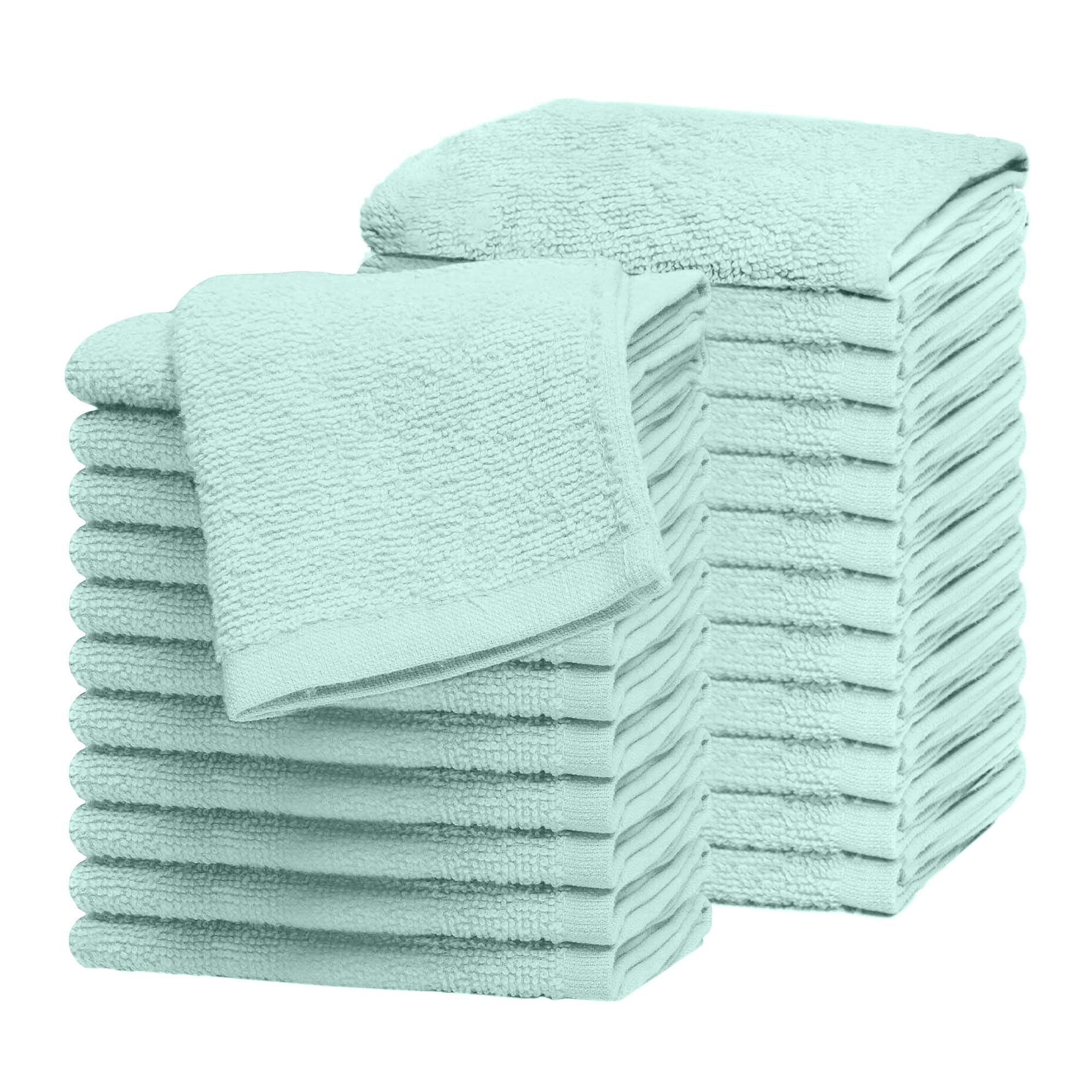 Westlane Linens 100% Cotton Face Cloths Flannels & Washcloths 500 GSM Super Soft Hotel Quality (Mint Green, 24 Pack)