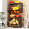 Mefirt Fruit Bowl, Fruit Baskets for Kitchens, Hanging Rack with Banana Hanger can as Kitchen Storage, Vegetable Rack Wall & Stackable Storage Baskets
