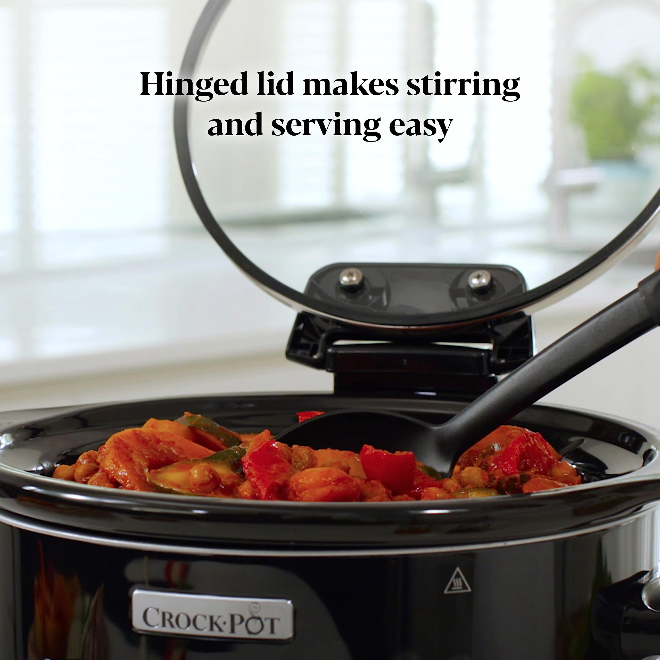 Crock-Pot Lift and Serve Digital Slow Cooker with Hinged Lid and Programmable Countdown Timer | 4.7 Litre (up to 5 People) [CSC052], Black
