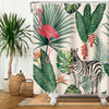 SDOTPMT 105x160cm Flamingo Shower Curtain Tropical Palm Tree Green Leaves Banana Leaf Horse Bath Curtain Summer Theme Bathtub Curtain Fabric Polyester
