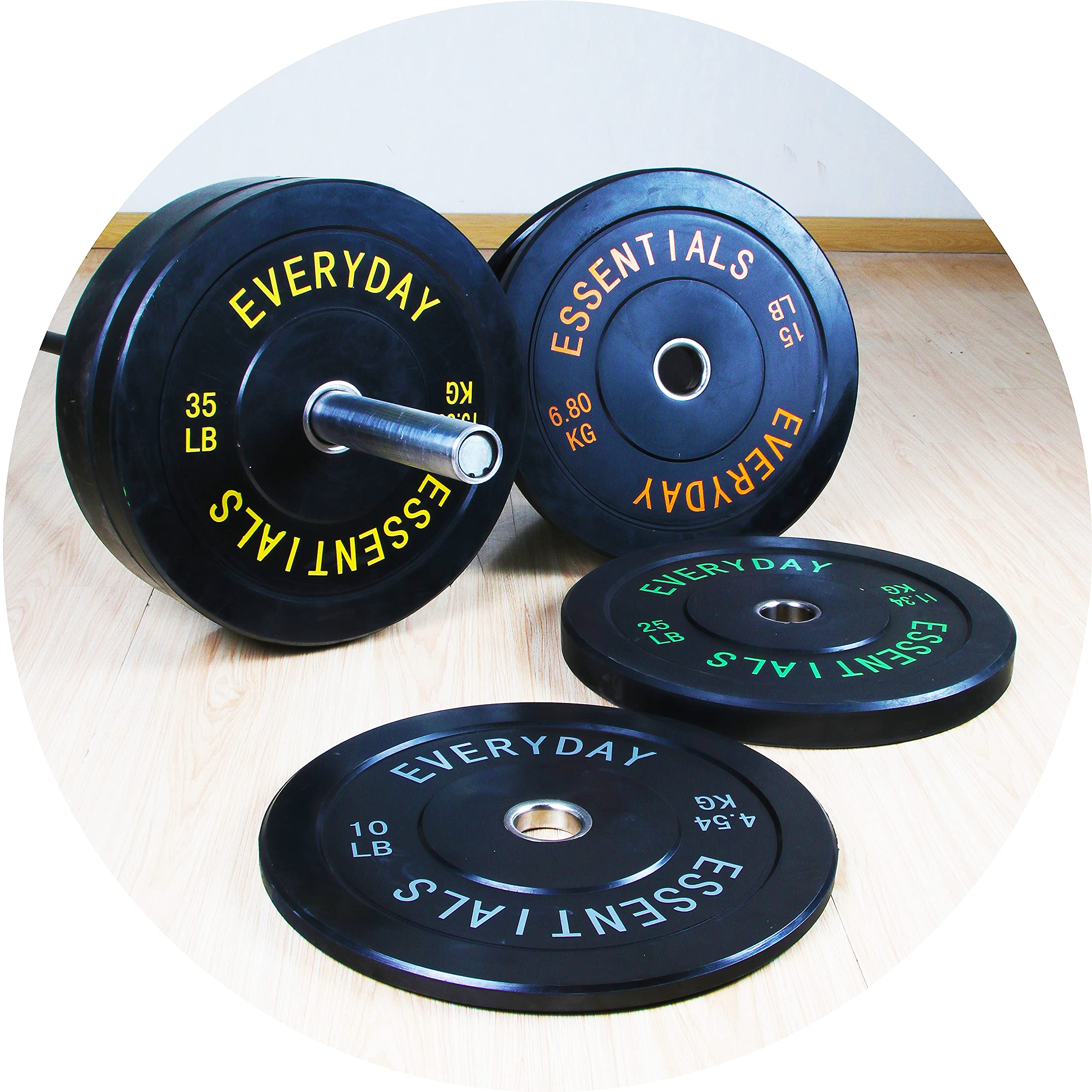 Everyday Essentials Color Coded Olympic Bumper Plate Weight Plate w Steel Hub, Single, Black