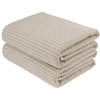 POLYTE Microfibre Oversize Quick Dry Lint Free Bath Towel, 76 x 152 cm, Set of 2 (Beige, Waffle Weave)