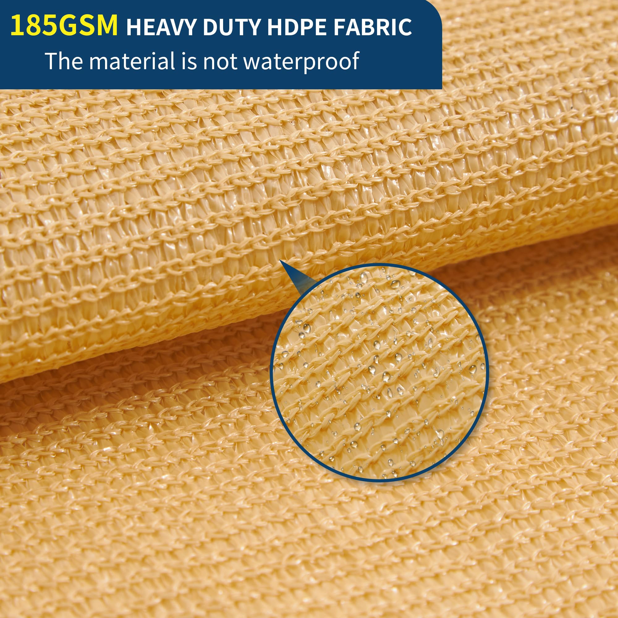 EMEKIAN Rectangle 3.1m x 3.1m Sun Shade Sail, UV Block Sunshade Canopy, Sand Permeable Patio Cover for Garden Backyard Outdoor Facility and Activities