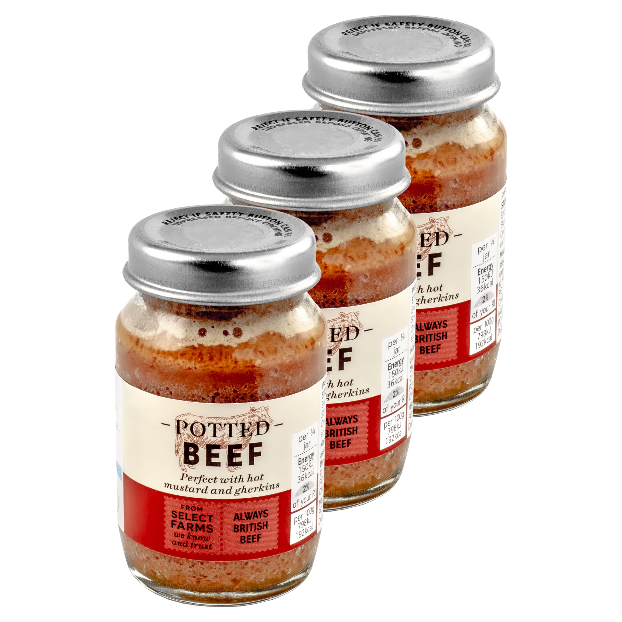Traditional Potted Beef Sandwich Spread Paste - Set of 3 x 75g Jars