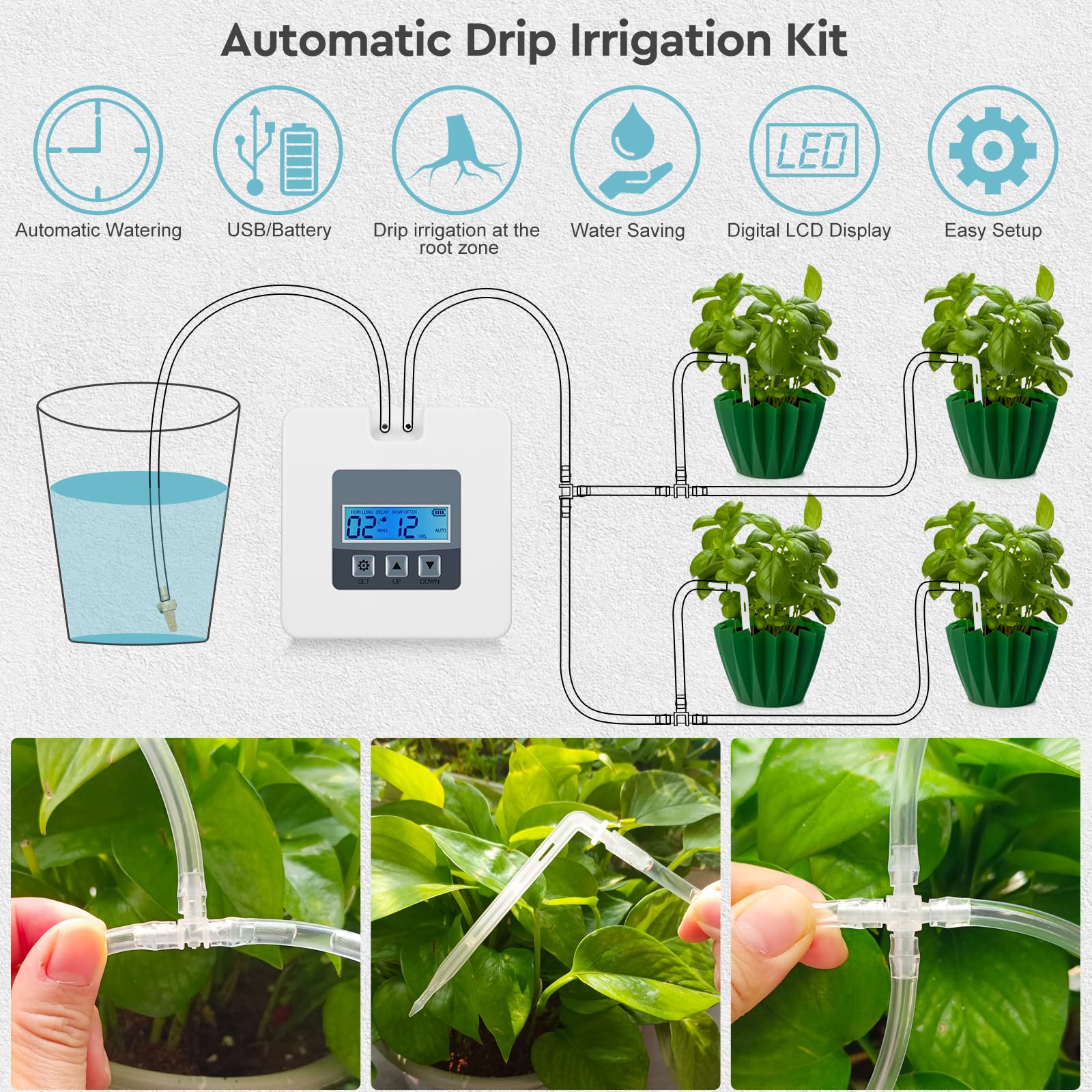 Landrip DIY Automatic Watering System,Automatic Irrigation System, Holiday Plant Watering Automatic Plant Waterer for Indoor Potted Plants,Gift for