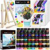 Nicpro Acrylic Paint Canvas Set for Adults, 80PCS Art Painting Supplies Kit with 36 Paints(36ML), Table Wood Easel,10 Canvas Panels,12 Brushes,Paper