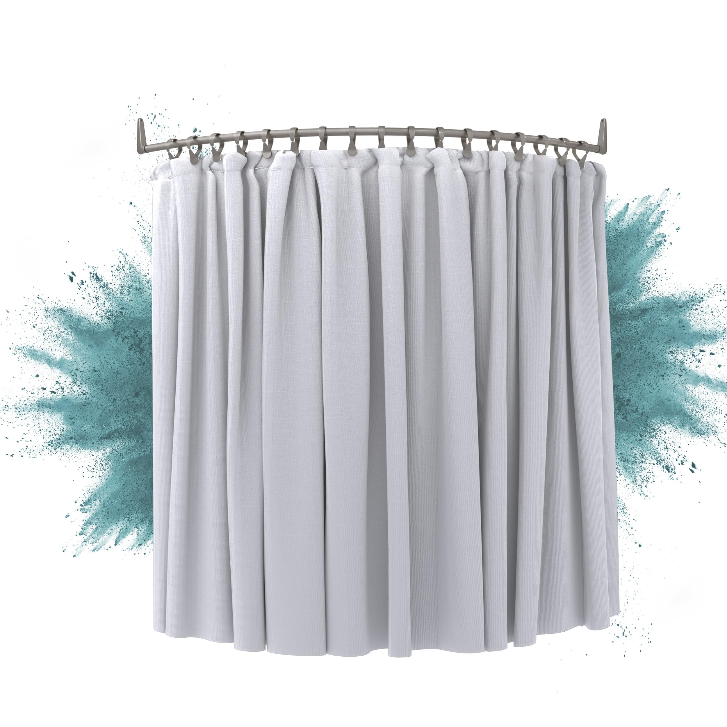 Erica - Curved Shower Curtain Rods ? 140 x 140 cm, Wall Mounted Shower Curtain Rod for Bathtub, No Ceiling Fixing. PVC Free Plastic Coating, 100%