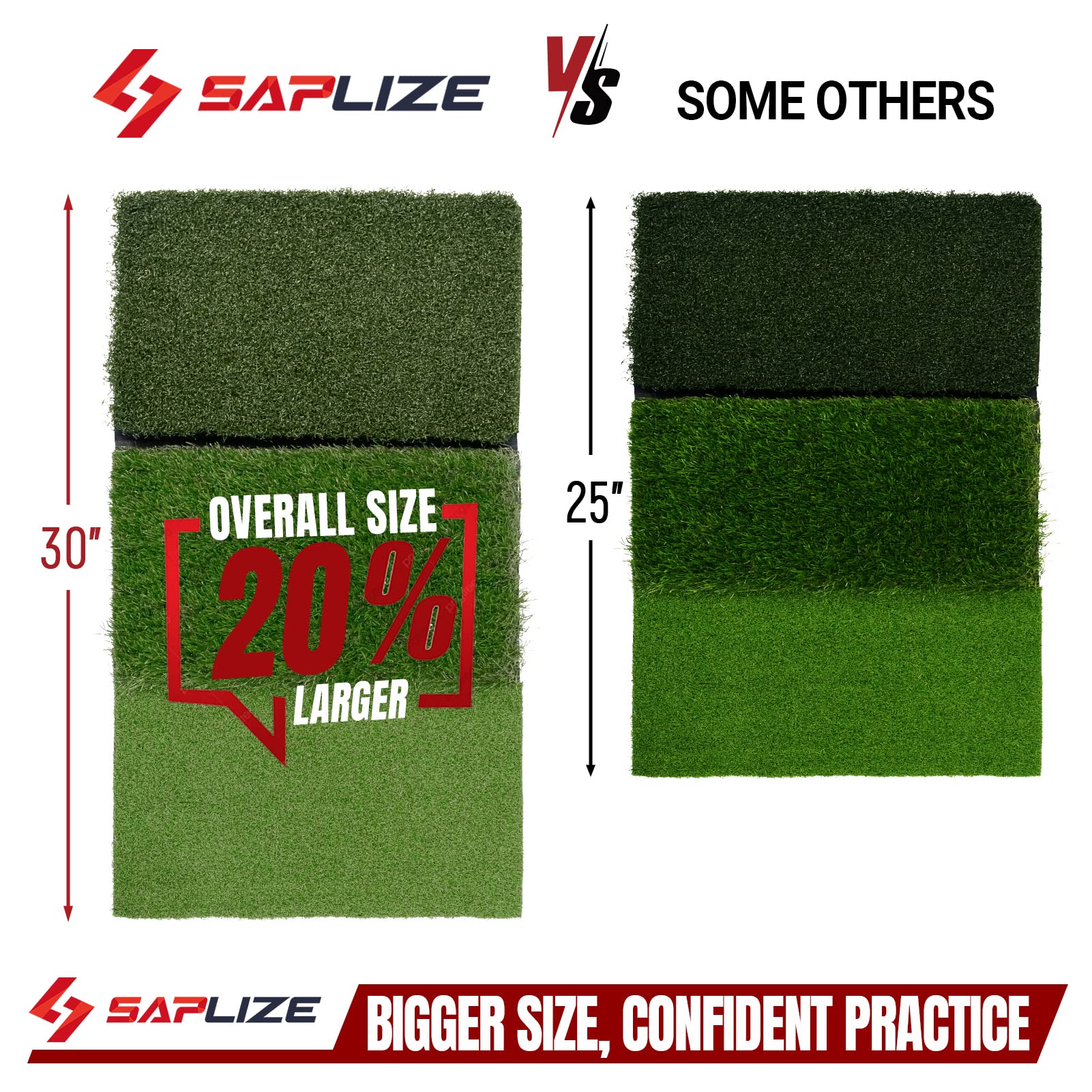 SAPLIZE 30"x15" Foldable 3-in-1 Golf Hitting Mat, Tight Lie, Rough and Fairway for Driving, Chipping, and Putting Training, Portable Golf Practice