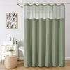 VANZAVANZU Waterproof Shower Curtain with Mesh Top Window, Waffle Weave Fabric Shower Curtain for Bathroom with Stainless Steel Hooks, Weighted Hem,