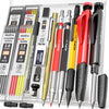 Nicpro 17 Pack Carpenter Pencil Set with Sharpener, Mechanical Pencils, Automatic Center Punch, Carbide Scribe Tool, Heavy Duty Construction Pencil