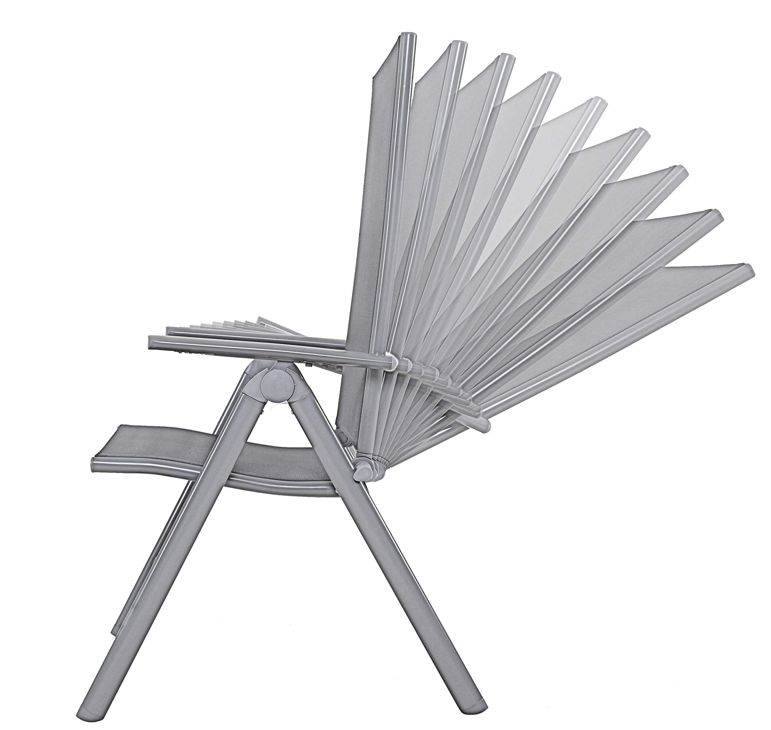 Chicreat 80510 High-Back Folding Camping Chair, Grey/Black, Aluminium, 67 x 59 x 113 cm