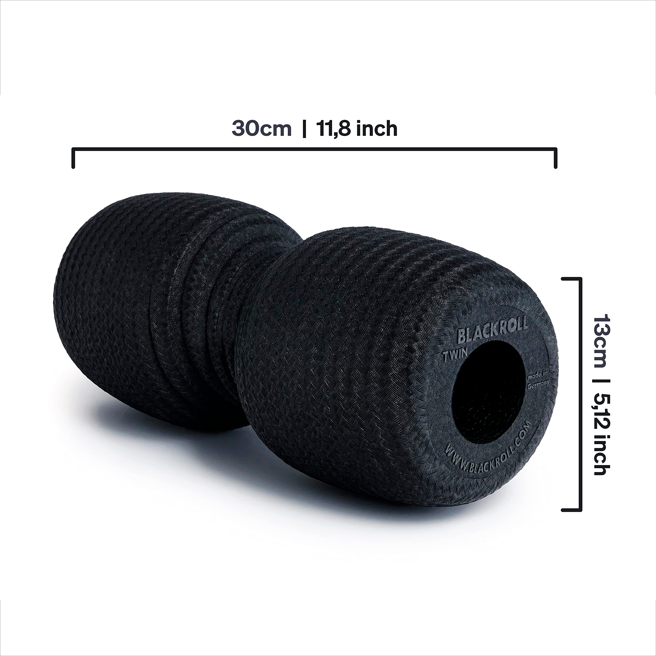BLACKROLL? Twin Fascia Roller (30 cm x 13 cm) Massage Roller with Spine Space | Point Self Massage and Regeneration | Medium Hardness | Made in