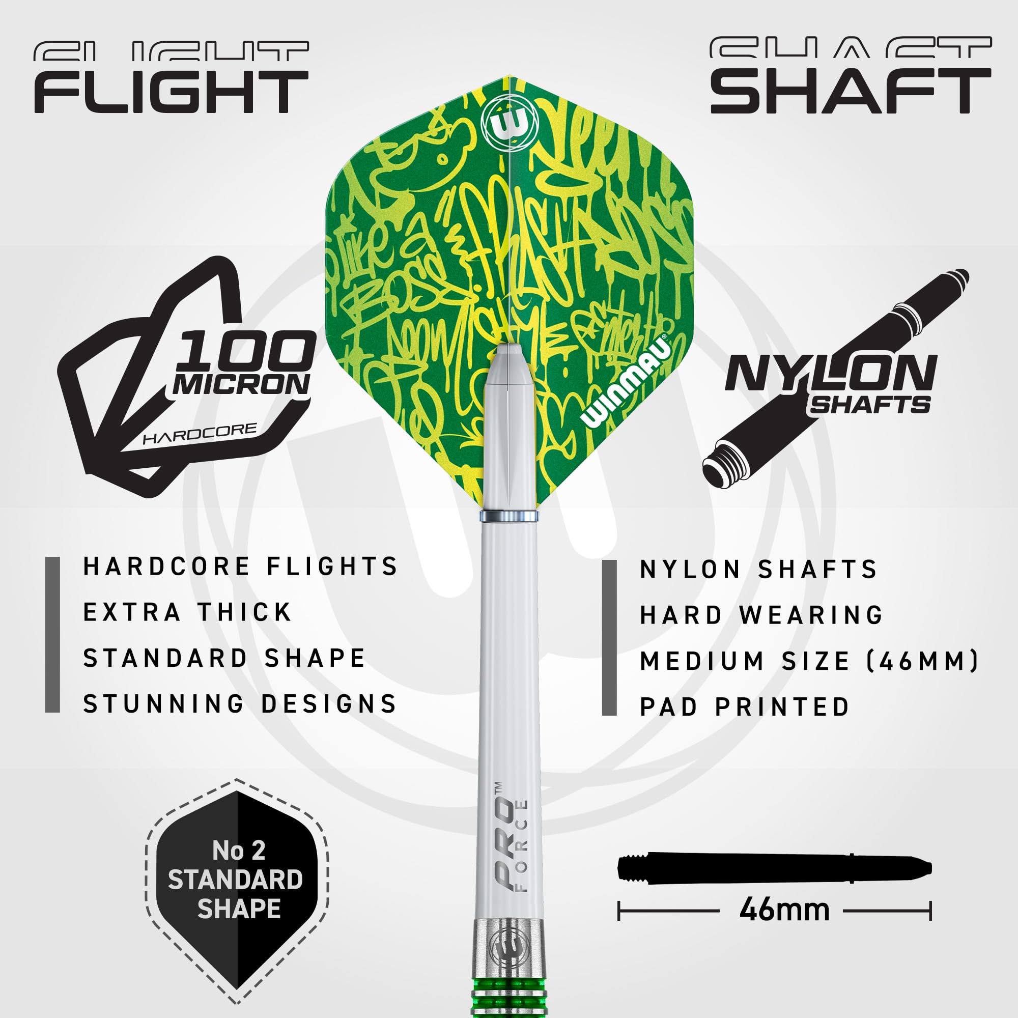 WINMAU Advance 500 Series Tungsten Green 22 Gram Steeltip Darts Set with Flights and Shafts (Stems)