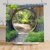 SDOTPMT 48x72inch Garden Scenery Shower Curtain Green Botany Leaves Natural Village Bath Curtain Round Wooden Door Farmhouse Vintage Bathtub Curtain