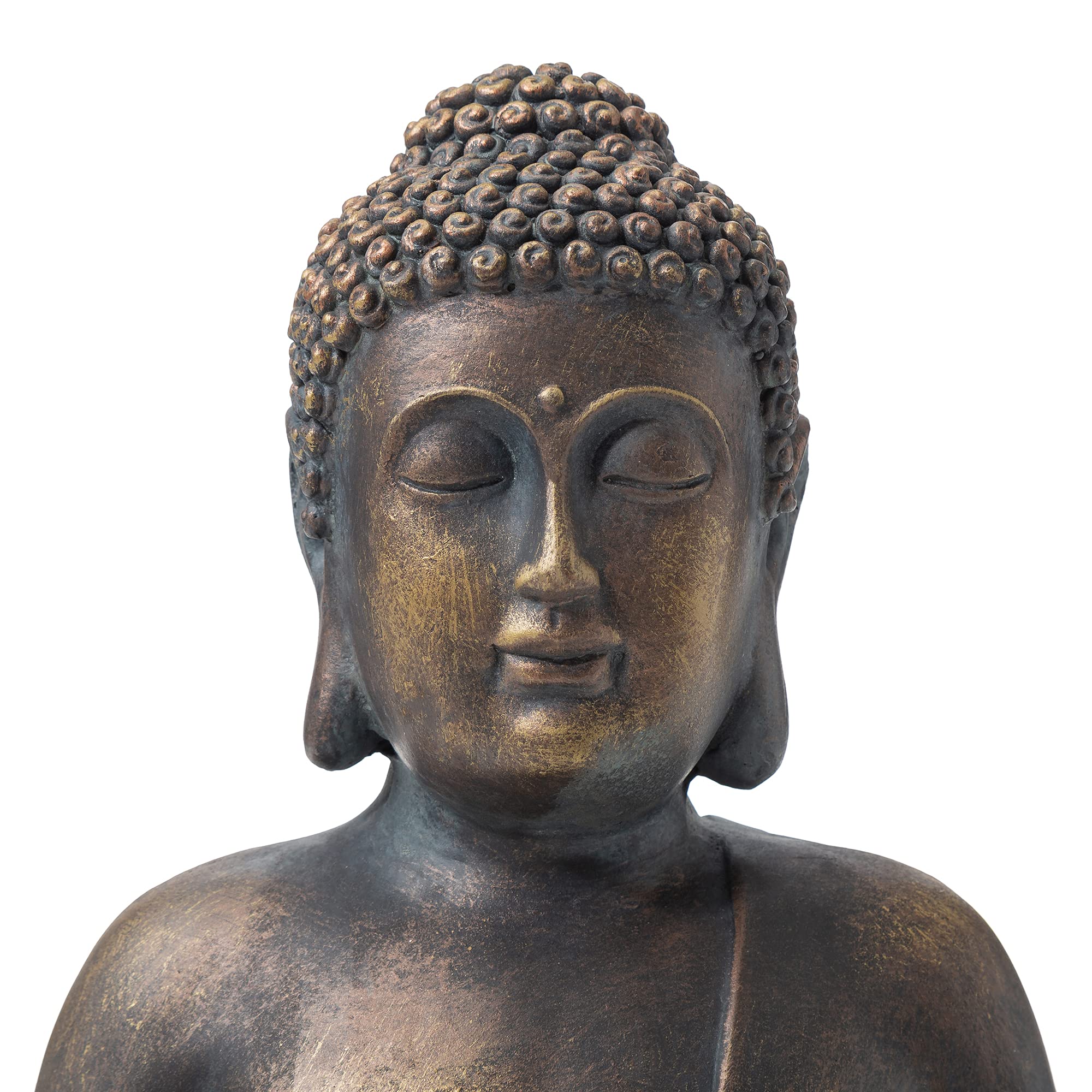 Glitzhome Meditating Buddha Statue, Magnesium Oxide, Fibre Glass, Bronze, 19 Inch Tall