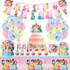 105pcs Princess Party Decorations, Birthday Decorations Princess Party Supplies with Tableware Banner Balloons Cupcake Toppers for Girls Kids