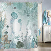Hnmdmyi Jellyfish Shower Curtain 180x200, Nautical Coastal Tropical Fish Coral Teal Ocean Themed Underwater Marine Life Bathroom Curtains Waterproof