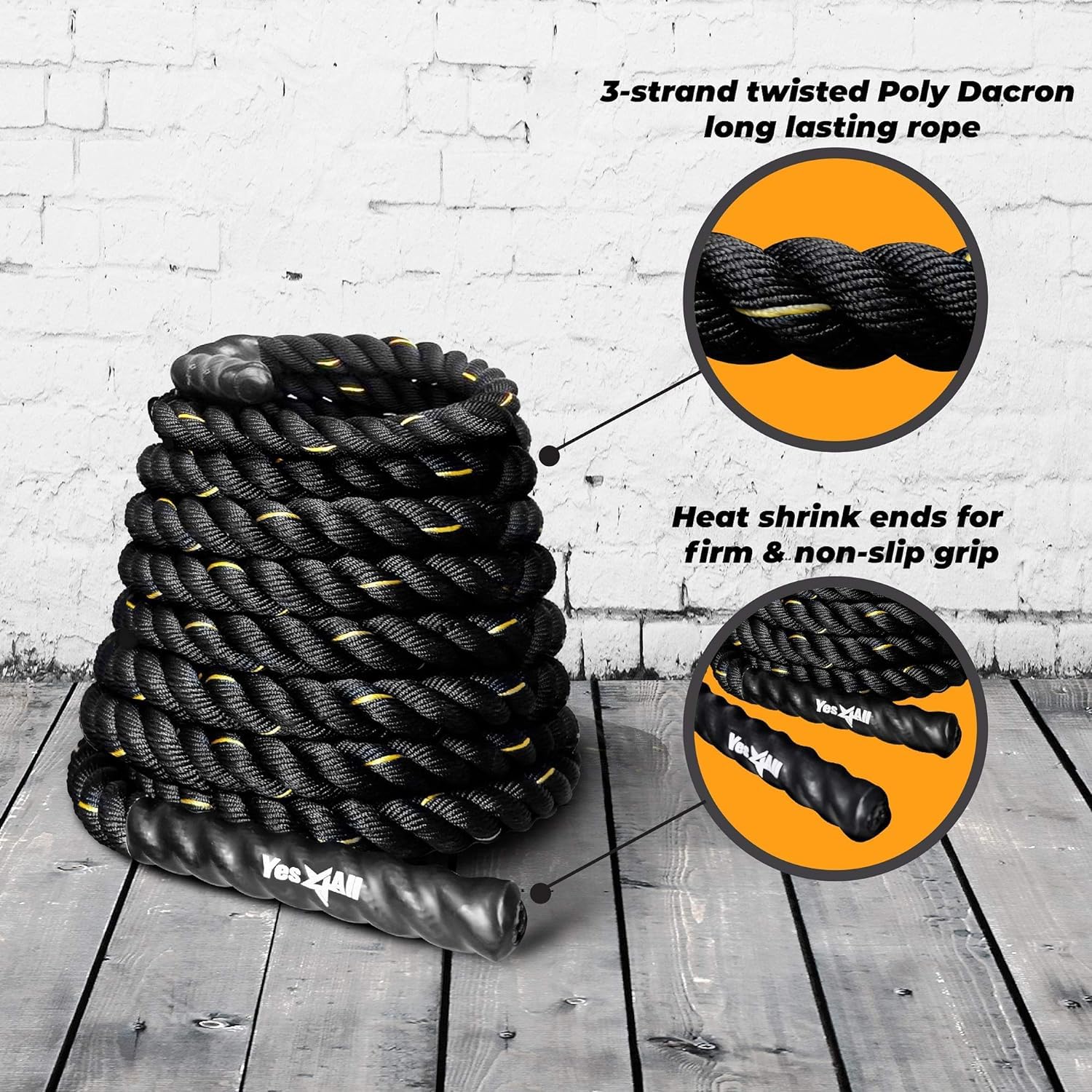 Yes4All Unisex Yes4All Unisex s WE3N Battle Poly Dacron Workout 1 5 inch 30 ft Length Exercise Rope 5in 30ft, A. 3.8 cm - 9.1 m, A. m UK, Without