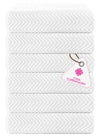 CASA COPENHAGEN Wave Textured 6 Piece Small Bath Towel Set - White, 550 g/m?, 6 Piece Small Bath Towels, Cotton Towels Rough and Tough Use, Gift Set