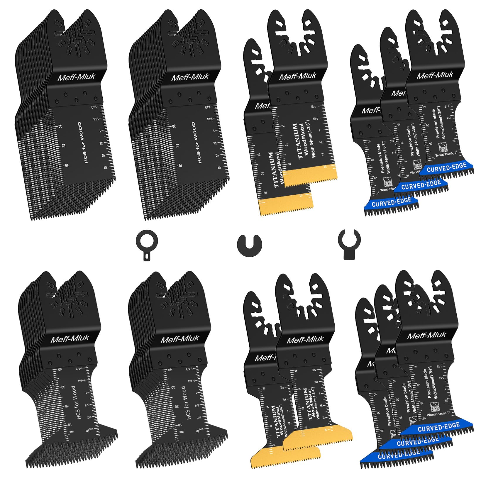 55PCS Titanium Multi Tool Blades, Universal Oscillating Multitool Blades for Wood Plastics Metal Cutting, Quick Release Oscillating Tool Accessories