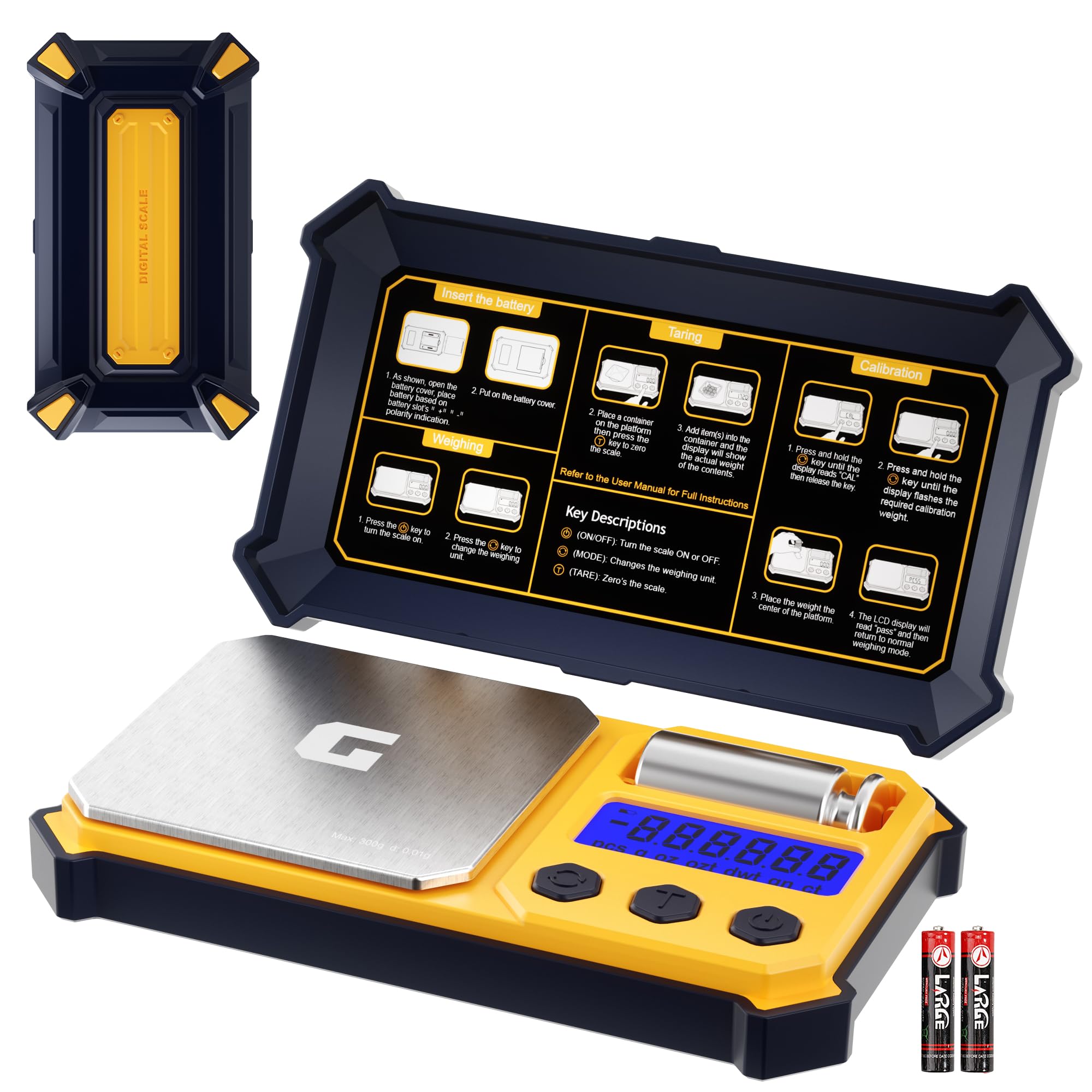 GRAM PRES Digital Pocket Gram Scales 300g x 0.01g Accuracy Small Portable Precision Scale with Digital Weight in Grams and Oz for Jewellery, Diamonds,