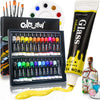 COLORFUL Glass Paint Set with 6 Nylon Brushes, 1 Palette, 24 Colors Waterproof Acrylic Glaze for Kids to Create Art on Clear Wine Glasses, Bulbs,