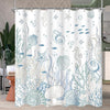 Lerores Shower Curtain 71x71 inch,Seabed Mould and Mildew Resistant,Waterproof,Washable Polyester Fabric Bath Curtains with Weight Tape,12 pcs Hooks