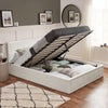Home Treats Ottoman Bed Frame King Size White 135 x 200cm | Cream Storage Bed 5ft | Upholstered Storage Bed Plush Boucl? Fabric (No Mattress, King